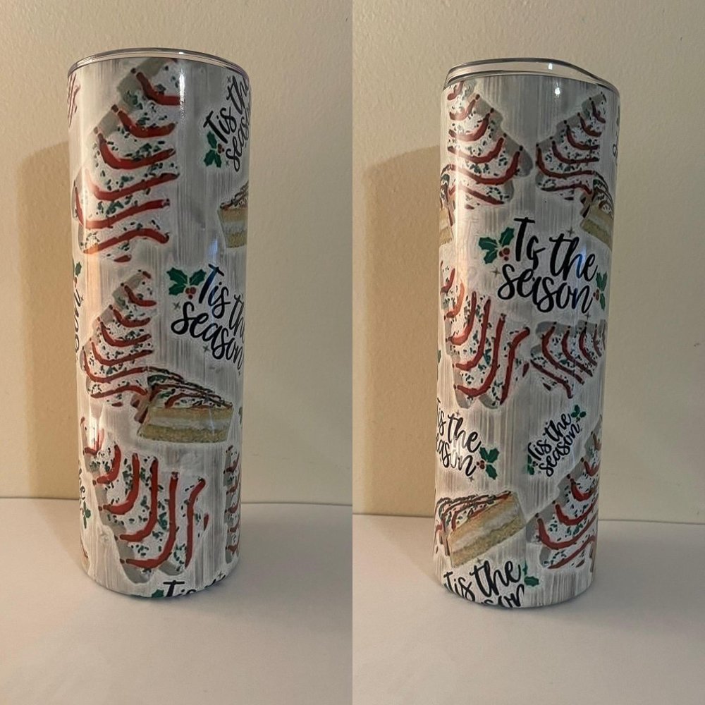 20oz Sublimation Tumbler- tis the season snack cake